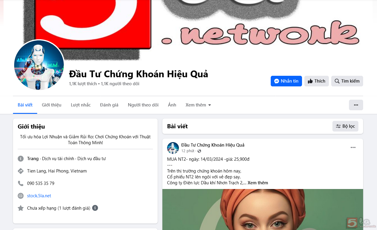 Mỗi ngày một tín hiệu miễn phí lên Facebook page